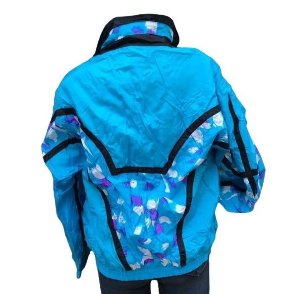 Vintage Coastal Images 90s Wind Breaker Teal Blue Track Jacket Size M - Picture 5 of 8